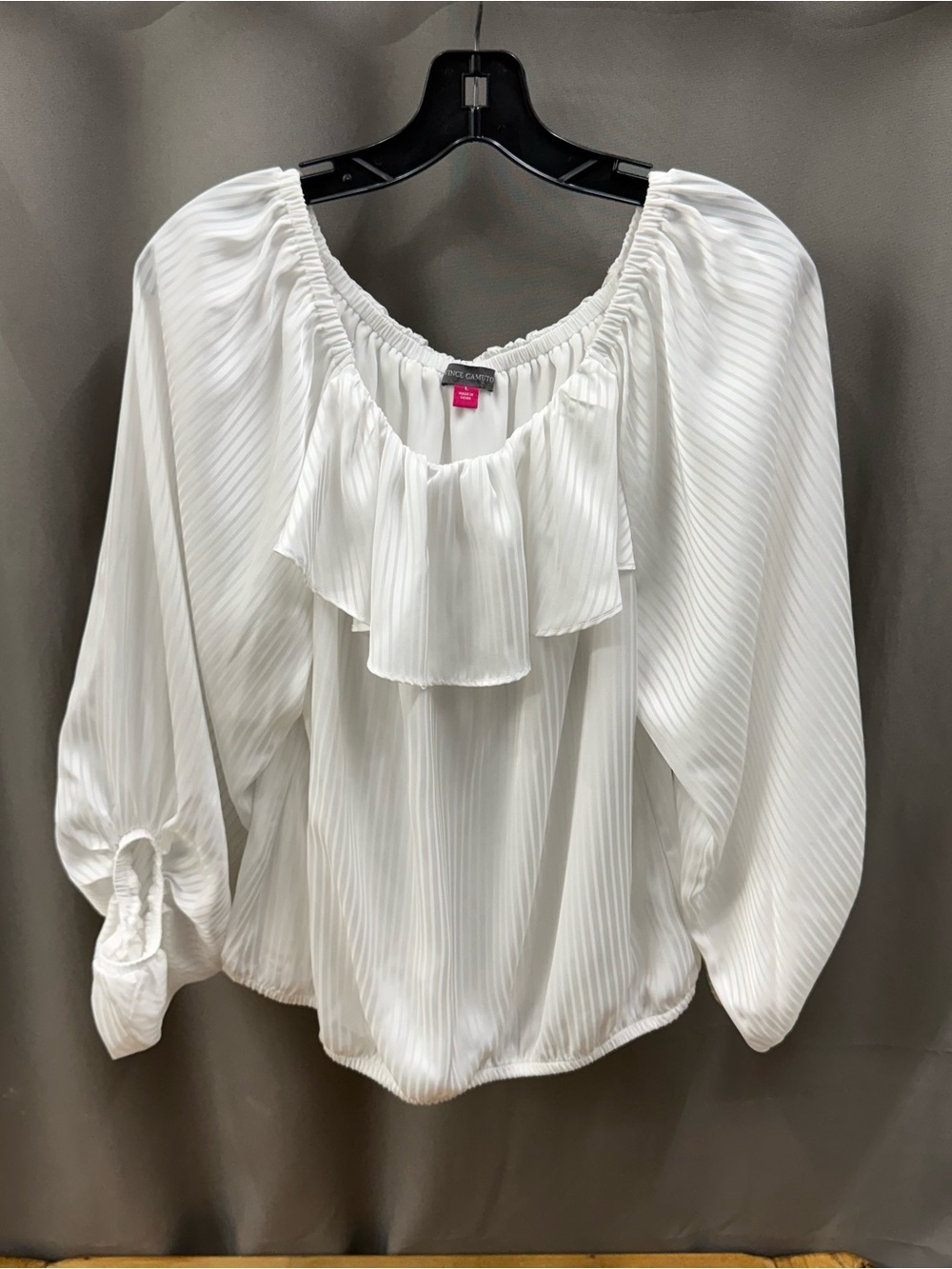 Vince Camuto White Ruffle-Neck Peasant Off The Shoulder Blouse
